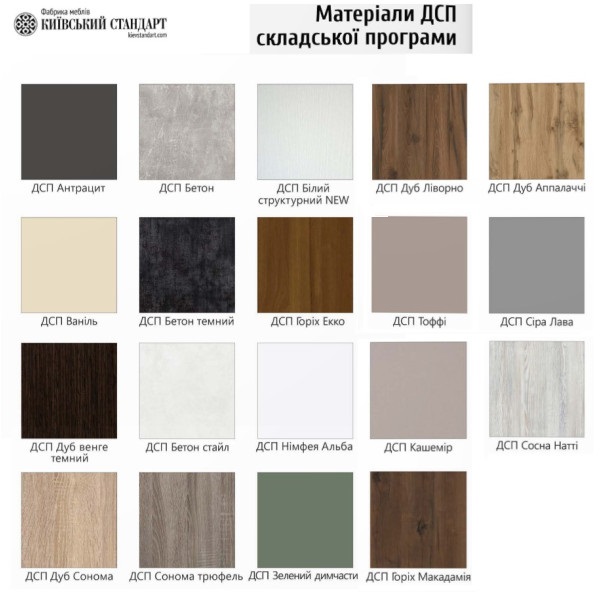 Кольори фабрики Київський Стандарт кольори ЛДСП фабрики київський стандарт